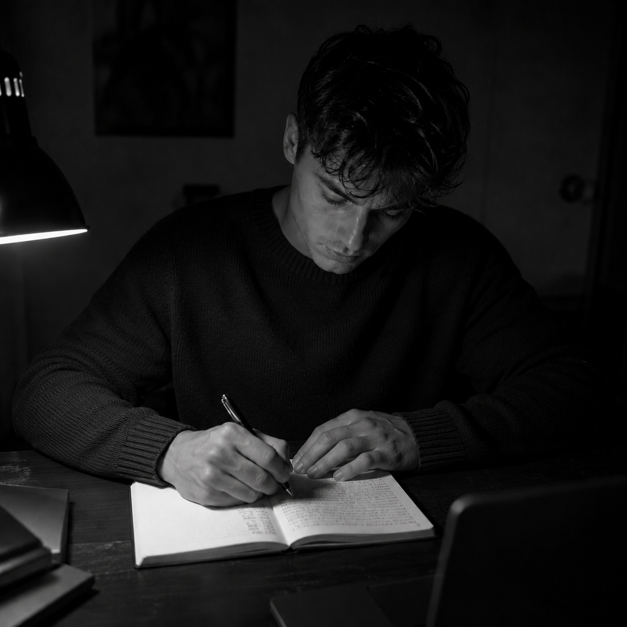 Founder writing in the journal